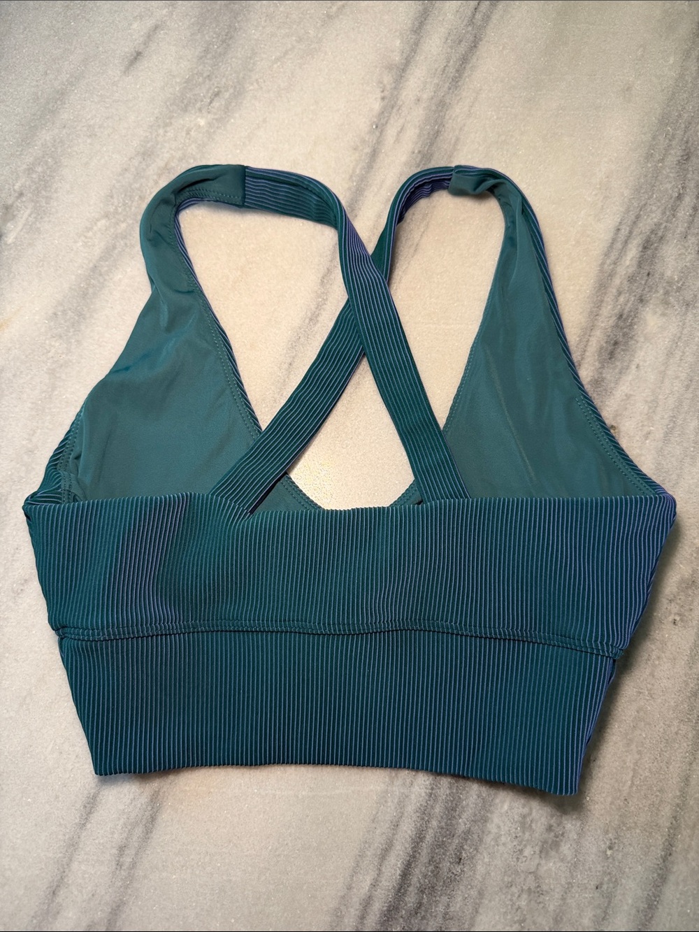 Beach Riot Ribbed Teal Halter Sports Bra - Picture 2 of 2